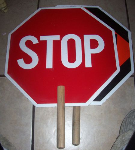 Stop slow sign hand held wood handle school church construction 18 x 24 in for sale