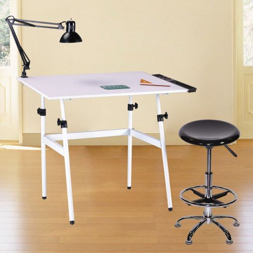 Berkeley Classic Premier 4 Piece Melamine Drafting Table Set with Stool