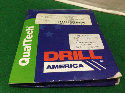 12 Qualtech Drill America DWDST 5/16&#034; HSS Screw Machine Lenght Drill Bits 290943