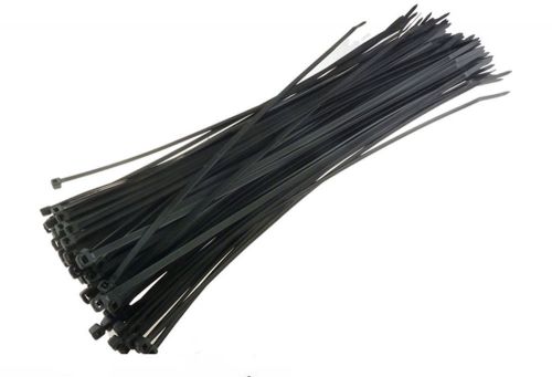 12&#034; 300mm LOT 100PCS Locking BLACK Plastic Nylon  Cable Ties Zip Wire Wrap