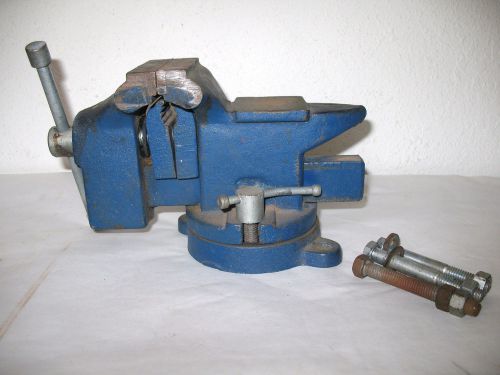 Vintage Bench Vise 3 1/4&#034; Swivel Pipe Holder Anvil 11 Lbs Japan Blue