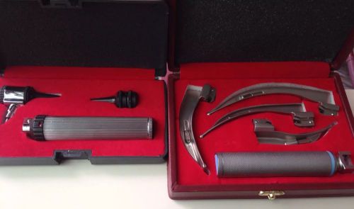 Macintosh Laryngoscope 4 Blades With Handle + Otoscope EMT Anesthesia Intubation