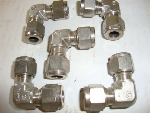 (5) new swagelok ss-8m0-9 316ss 8mm tube union elbow fittings for sale