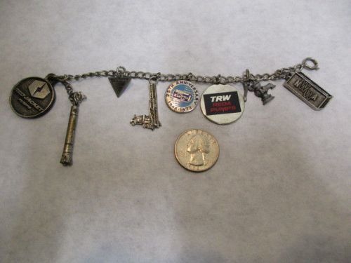vintage Well Digger&#039;s Wife Charm Bracelet with 8 Charms 6.5&#034; - Estate Listing NR