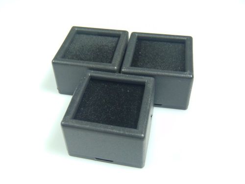 3pc black 1-1/16&#034;x3/4&#034; square glass top gem box storage/display gold/gems/coins for sale