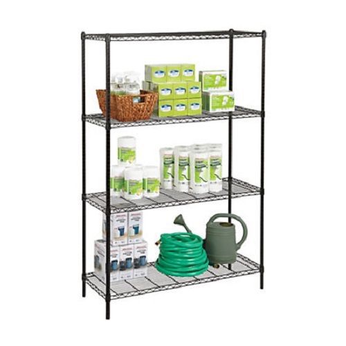 Realspace Wire Shelving, 4 Shelves, 72&#034;H x 48&#034;W x 18&#034;D, Black