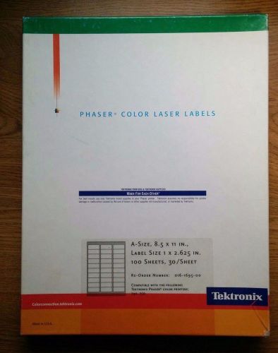 TEKTRONIX PHASER COLOR LASER 1 X 2.625&#034; LABELS 8.5 X 11