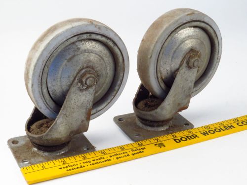 Vintage pemco rubber wheel furniture salvage iron swivel caster industrial lot for sale