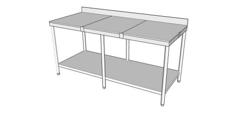 30X72 S/S WORK TABLE W/ SHELF, 4&#034; BSPLASH &amp; 1/2&#034; POLY TOP - CT-PB306-2