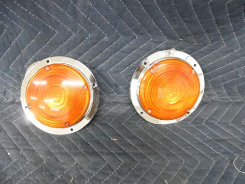 RARE VINTAGE Fire truck AMBER SET WITH CHROME BEZEL FLUSH MOUNT