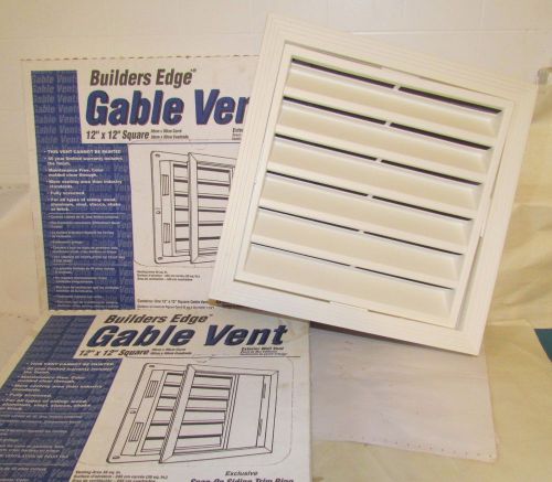 LOT OF 2 NEW BUILDERS EDGE 12&#034; X 12&#034; Square Vent 001 White Vinyl Louver Screened