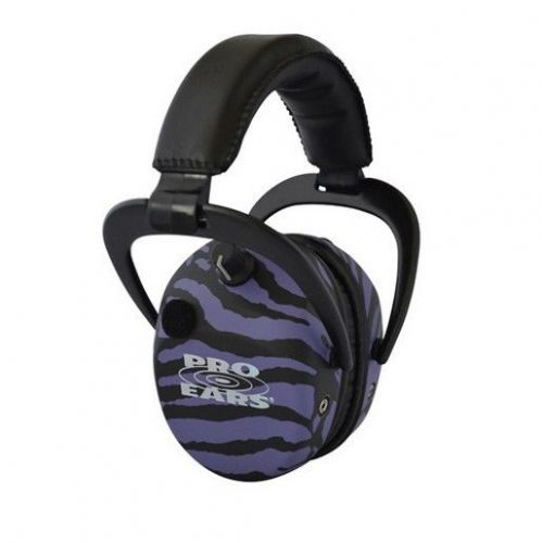 Pro ears gsdstlpuz stalker gold ear muffs 25 dbs - purple zebra for sale