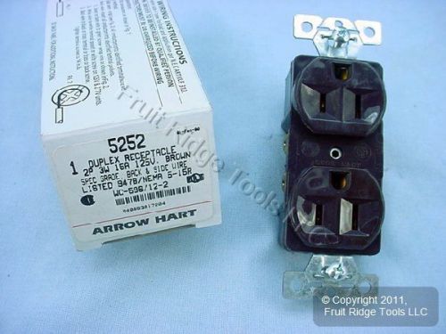 New arrow hart brown straight blade duplex receptacle outlet 5-15r 15a 125v 5252 for sale