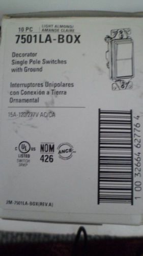 COOPER 7501LA 1pole 15amp 120v DECOR SWITCH SINGLE POLE,BOX OF 13  NEW