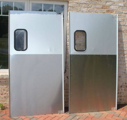 Pair of Eliason Aluminum restaurant swing traffic door 43&#034; x 83&#034; w hinges