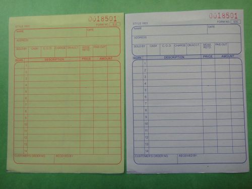 20X- 2 part Sales Order Books Carbonless Invoice Book Receipt Form 50 sets USA