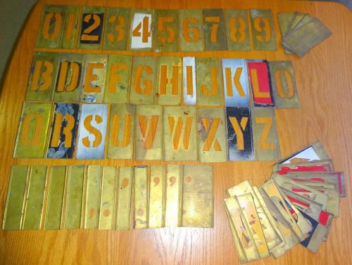 Vintage Lot 65 BRASS Interlocking Adjustable STENCILS 3&#034; Letter Number STEAMPUNK