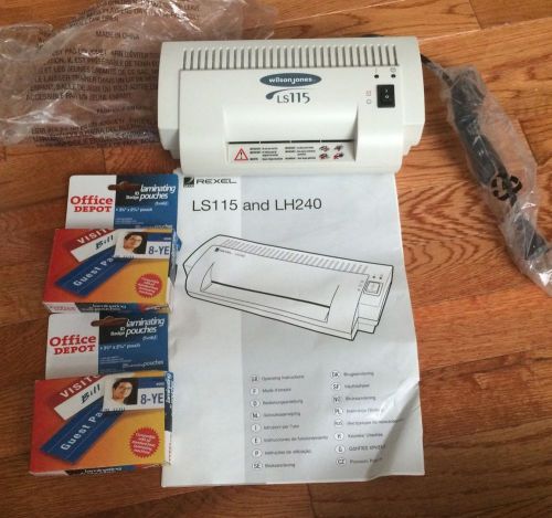 NEW! ID Card Laminator Wilson Jones LS115 4&#034; Laminating Machine W/ Pouches