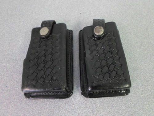 Lot of 2 aetco black leather holder for duty belts for sale