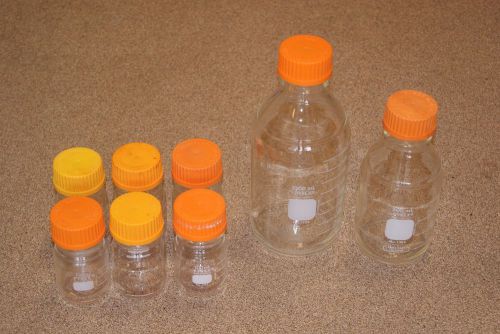 Pyrex #1395 Qty: 6-100mL &amp; 1-1000mL &amp; 1-500mL Media Bottles