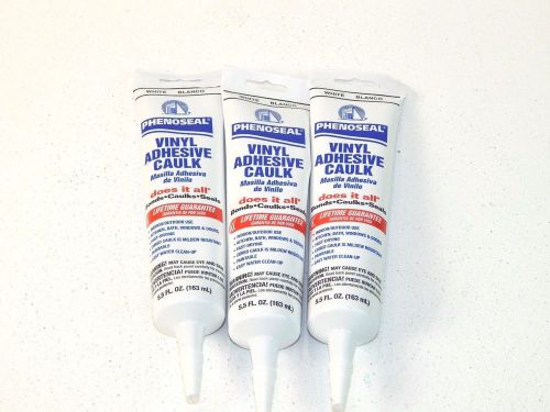 Does It All Lot of 3 White Vinyl Adhesive Caulk 5.5 oz.