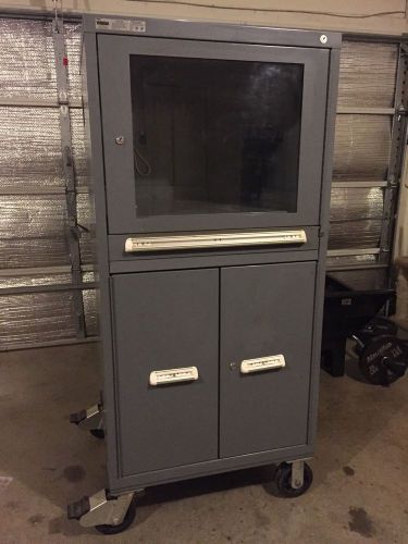 Stanley Vidmar Heavy-Duty Mobile Computer Cabinet Vintage w/ Drawers on Wheels