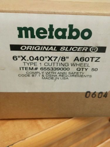 Metabo Slicer Cut Off Wheel 6&#034; X .040&#034; (Box of 50) A60TZ Type 1