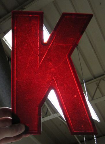 Vtg Wagner Sign Letter &#034;K&#034; Marquee Display Red Plastic Hanging Industrial