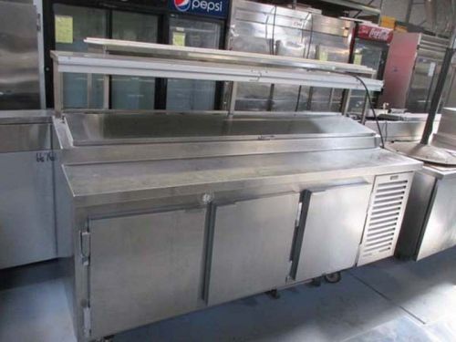 89&#034; Kairak 3 Door Self-Contained Pizza Prep Table with Overshelf