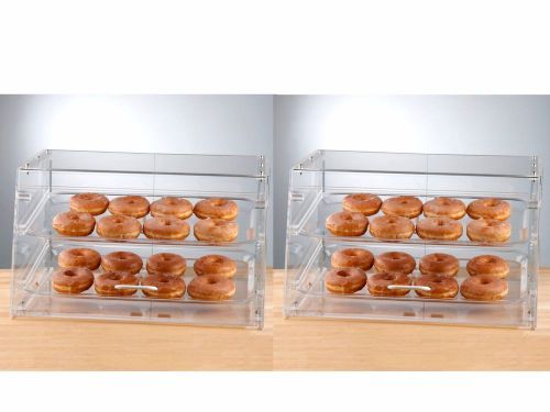 Set of 2- donut, kolache, bagel countertop 2 tray bakery display cases. for sale