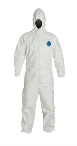 Xl sunrise tyvek hooded case-25 coverall chemical white elastic wrists &amp; ankle for sale