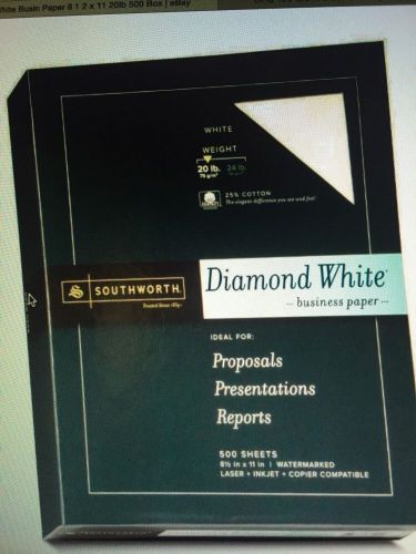 Southworth 31-220-10 diamond white busin.paper 8 1/2 x 11 20lb 500/box for sale