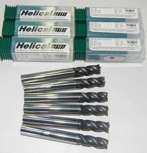 6 pc. helical  3/8&#034; x 7/8&#034; vari. pitch high perf. carbide end mills w/c.r-sst,ti for sale