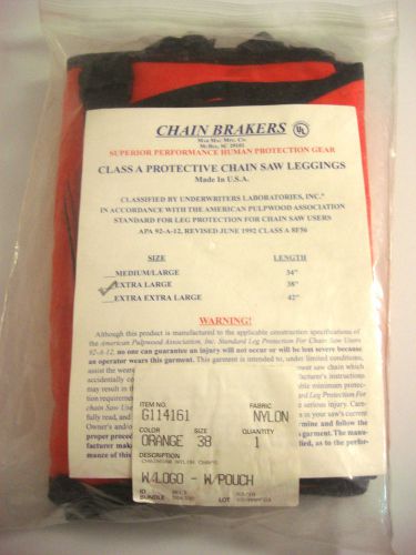 CHAIN BREAKERS CHAINSAW NYLON CHAPS XL 38&#034; ORANGE