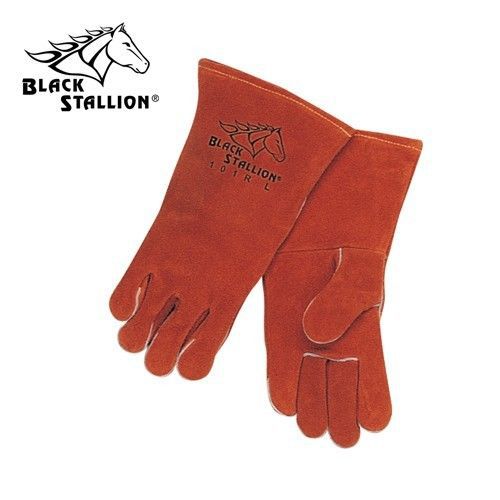 REVCO BLACK STALLION 101R LEATHER STICK WELDING GLOVES sz LG