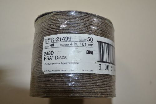 New pack of 50 3m psa sanding discs 051144-21499 248d 4&#034;  40 grit (wr.13b.c.2) for sale