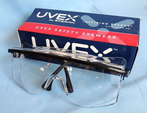 2-new uvex astro otg 3001 safety glasses-black frame clear lens with box-s2500 for sale
