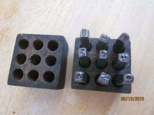 Steel Number # Punch Stamp set of 9 in Wooden Box  Steel tool