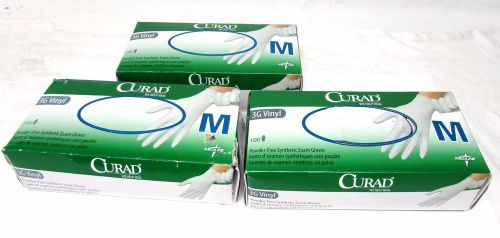 3 boxes Medline CURAD Powder-Free Latex-Free 3G Vinyl Exam Gloves Medium BX/100