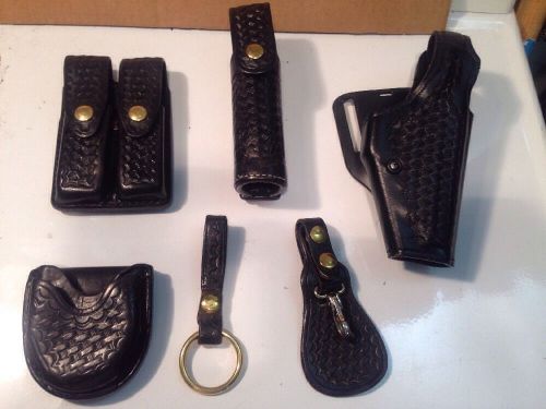 Leather Duty Belt Accessories w/ Holster Basketweave