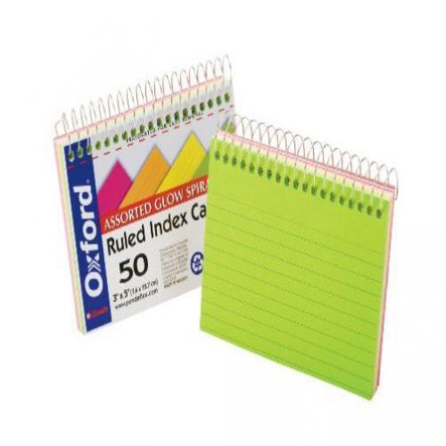 Oxford Spiral Bound Glow 3X5 Ruled Index Card 50 Cards (40281) Office Supplies