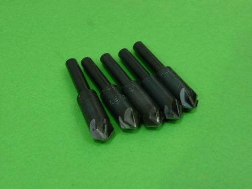 5) 3/8&#034; diameter 100° Degree High Speed 6 Flute Countersinks 1/4&#034;  Shank