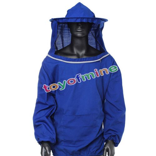 New Blue Beekeeping Jacket Veil Smock Equipment Bee Keeping Hat Sleeve Suit