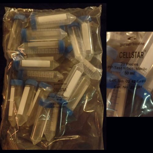 Greiner, 50ml conical centrifuge tubes 4 unopened packs of 20, total of 80 tubes for sale