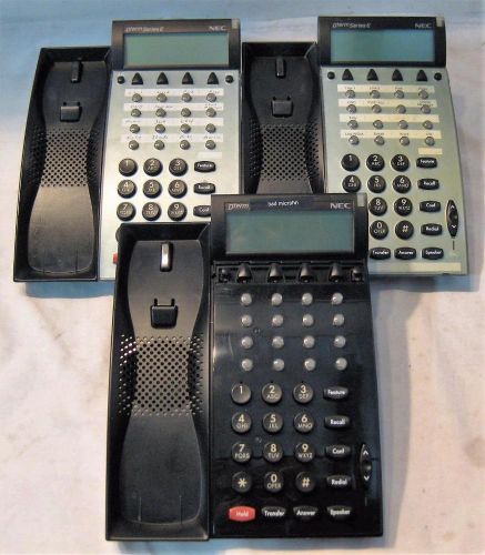 Lot of 3 NEC Dterm Series E DTP-16D-1 (BK) Digital Business Telephones