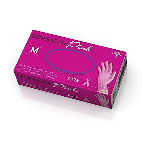 Medline Generation Pink 3G Synthetic Exam Gloves, Medium, 100 Count