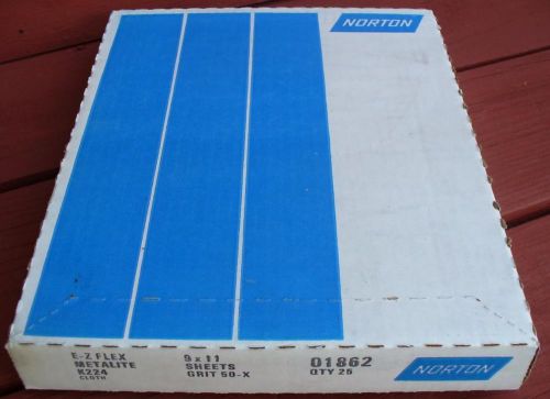 CASE 25 PC NORTON METALITE 9&#034; X11&#034; SHEETS 50-X SANDPAPER K224 01862 NEW WOOD