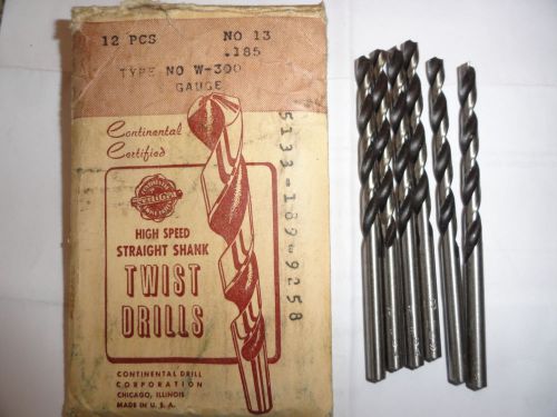 Continental #13 (.185&#034;) Jobbers Length Drill Bits, 5133-189-9258