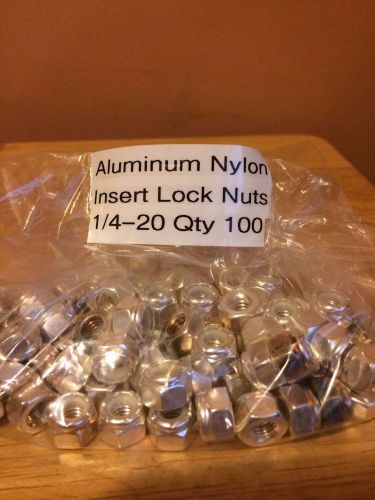 Nylon insert lock nut, aluminum,  1/4&#034;-20 threads, 100 pcs for sale