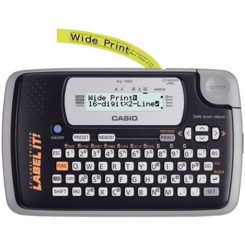 Casio kl120l label printer w/usb interface - 16-digits - 2-lines for sale